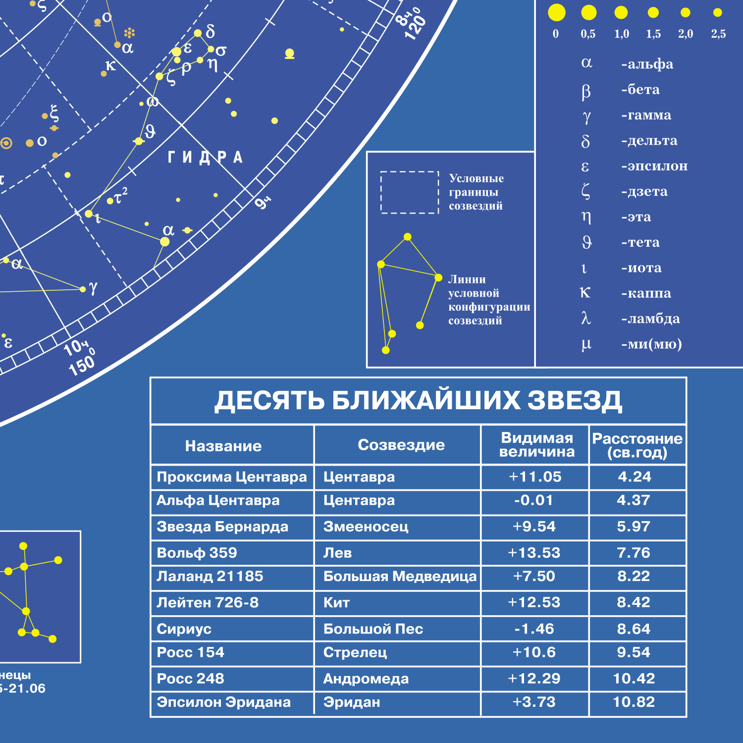 Карта РУЗ Ко Звездное небо. Настенная на картоне с ламинацией. - фото 5