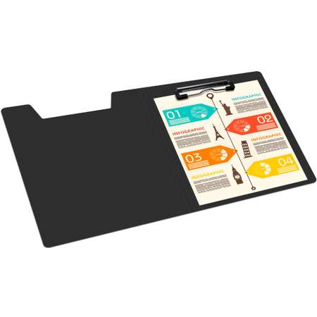 Папка-планшет Бюрократ A4 пластик черный с крышкой