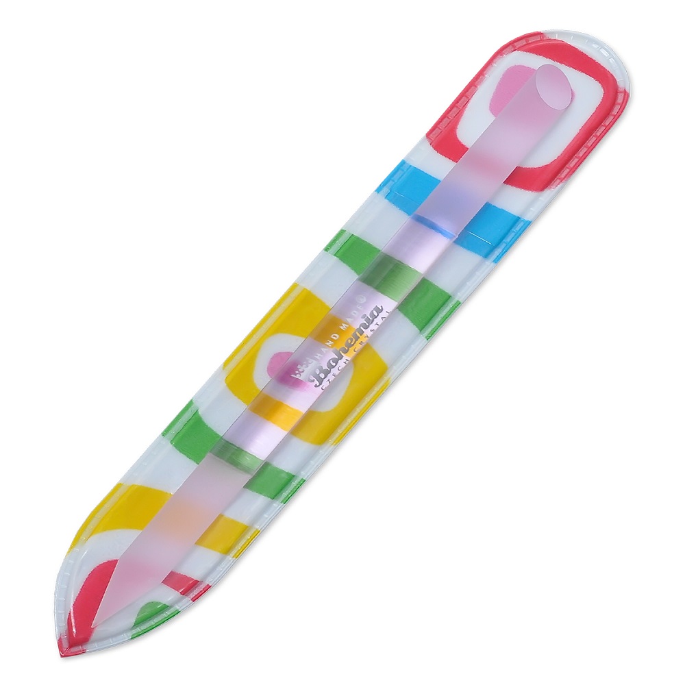 Палочка для маникюра BOHEMIA Czech Glass Nail Files 115 мм розовая с абразивом - фото 1