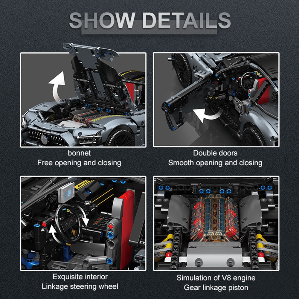 Конструктор Mould King 13123 Мерседес AMG GT R 1:8 Shadow 2872 детали - фото 5