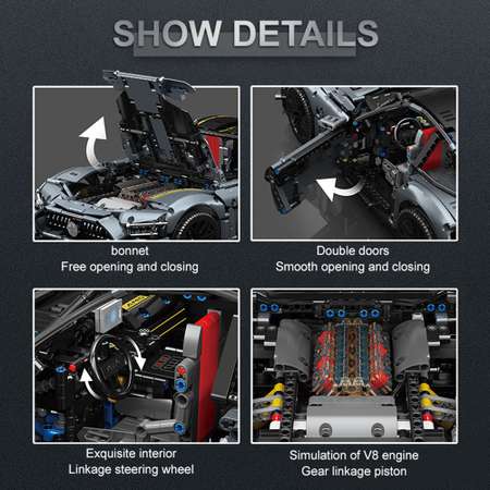 Конструктор Mould King 13123 Мерседес AMG GT R 1:8 Shadow 2872 детали
