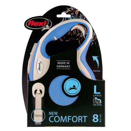 Рулетка для собак Flexi New Line Comfort L лента 8м до 50кг Серый-Синий