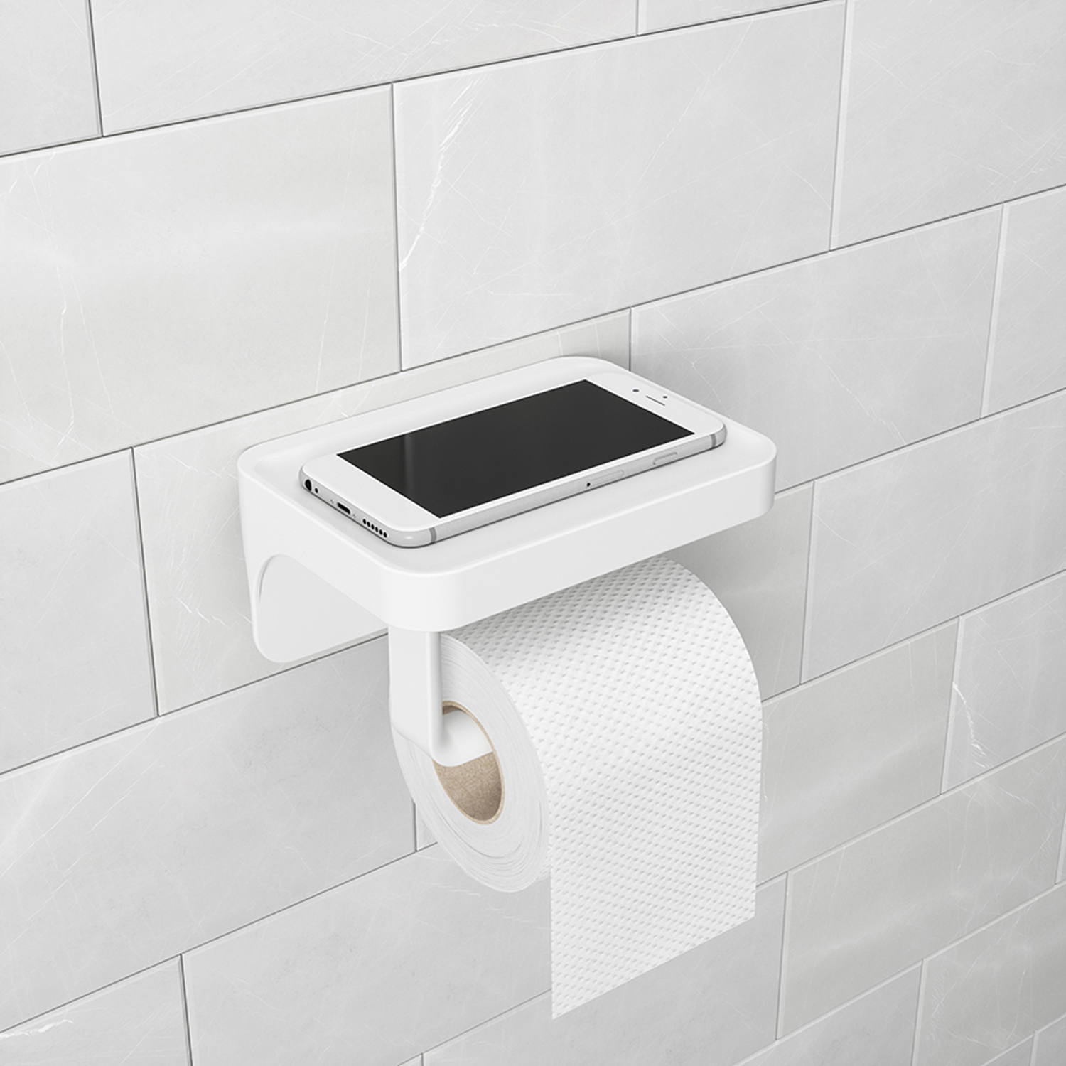 Держатель туалетной бумаги Umbra с полочкой Flex белый - фото 4