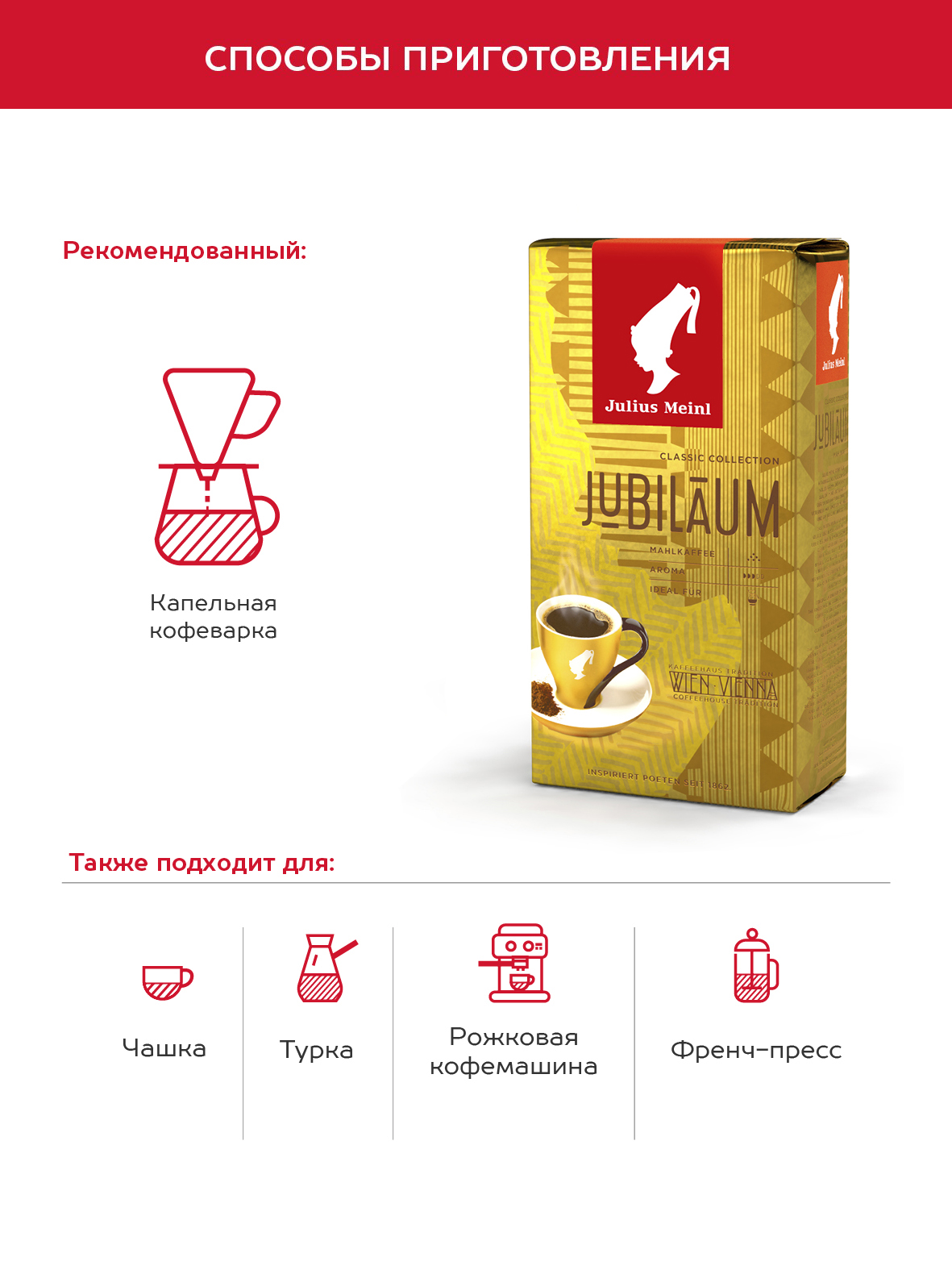 Кофе молотый Julius Meinl Юбилейный классическая коллекция 500 г - фото 3