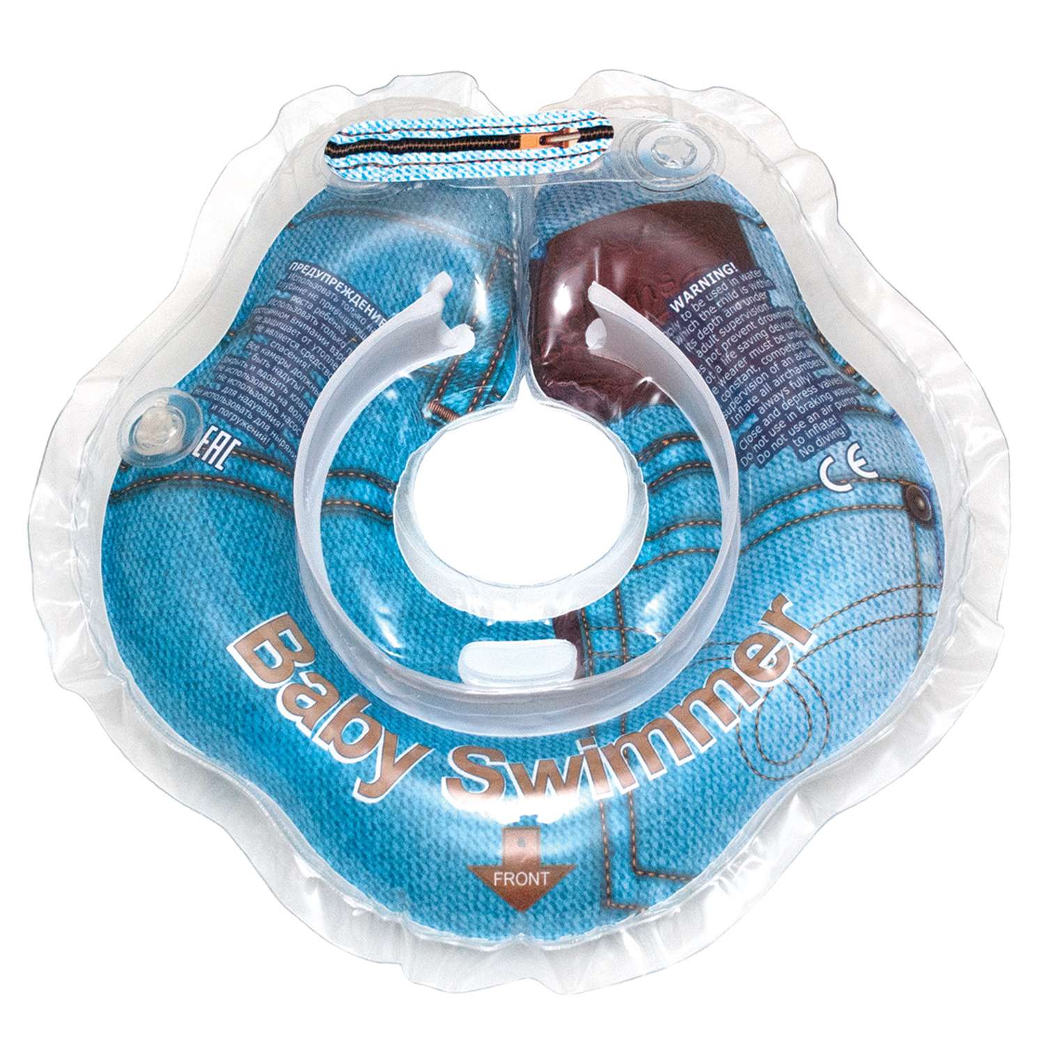 Круг для купания BabySwimmer на шею 0-24месяцев Джинса - фото 1
