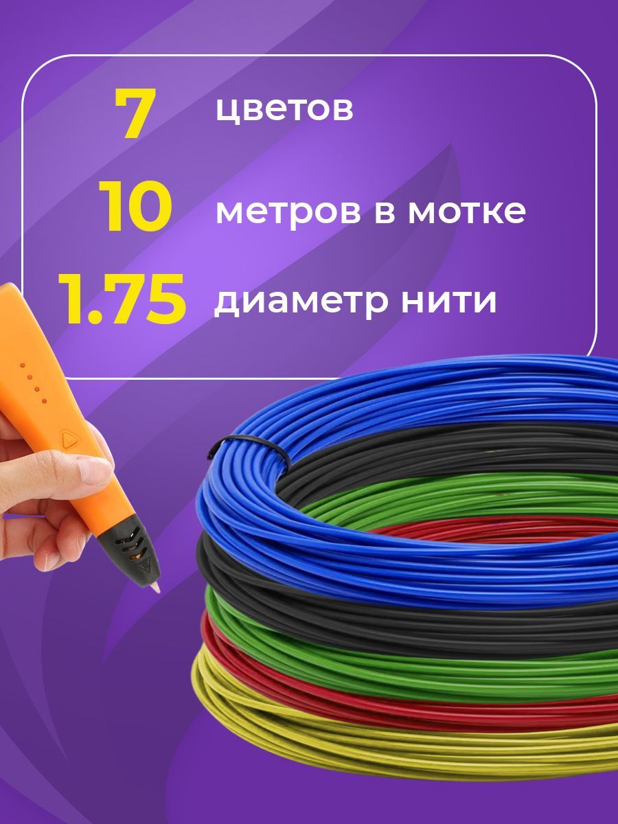 Пластик для 3д ручки ABS Funtasy 7 цветов по 10 метров купить по цене 526 ₽  в интернет-магазине Детский мир