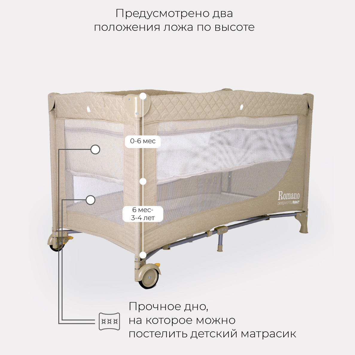 Манеж детский Rant ROMANO RP100 beige 4670078610492 - фото 3