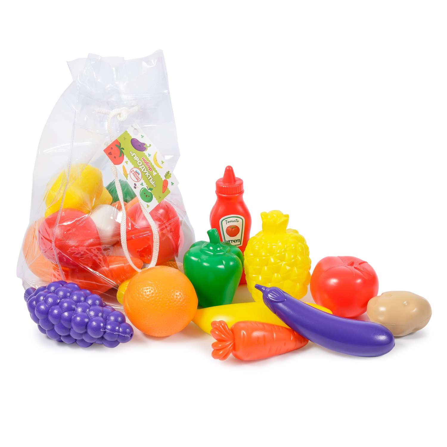 Игровой набор детский Green Plast игрушечные продукты в сумочке 22 элемента - фото 1