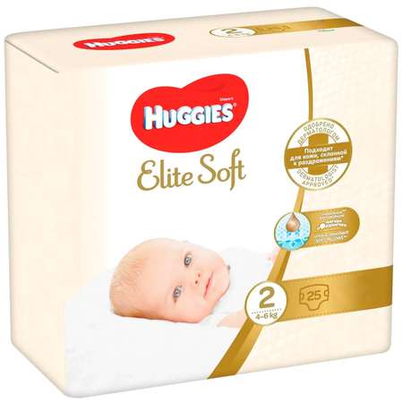 Подгузники Huggies Elite Soft для новорожденных 2 4-6кг 25шт