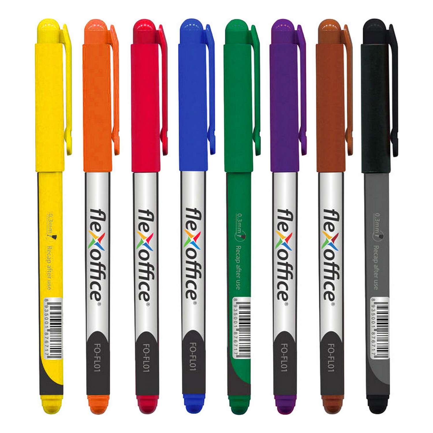 Ручки капилярные Flexoffice набор 8 штук 8 цветов ассорти 0.4мм - фото 2