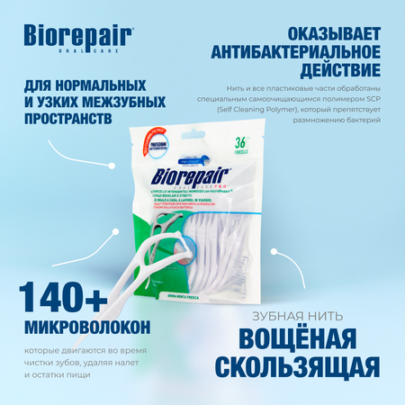 Одноразовые межзубные нити Biorepair Forcelle Interdentale Monouso с держателем