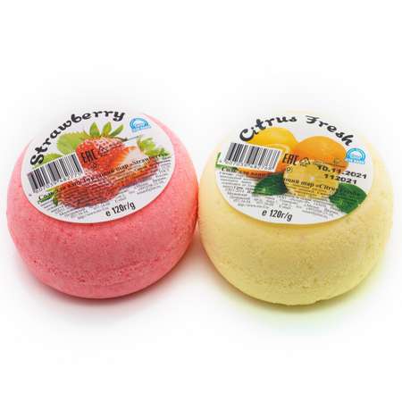 Соль для ванн Ресурс Здоровья Бурлящие пончики Strawberry и Citrus fresh 2шт по 120 г