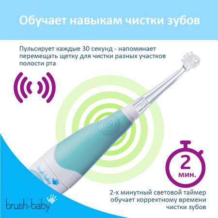 Зубная щетка электрическая Brush-Baby BabySonic звуковая 0-3 года бирюзовая