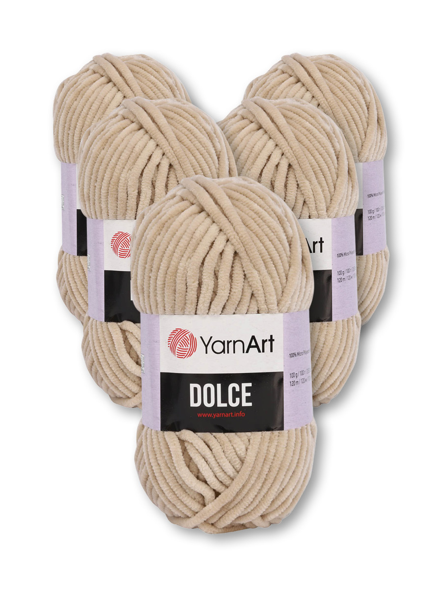 Пряжа для вязания YarnArt Dolce 100 гр 120 м микрополиэстер пушистая плюшевая 5 мотков 771 кремовый - фото 3