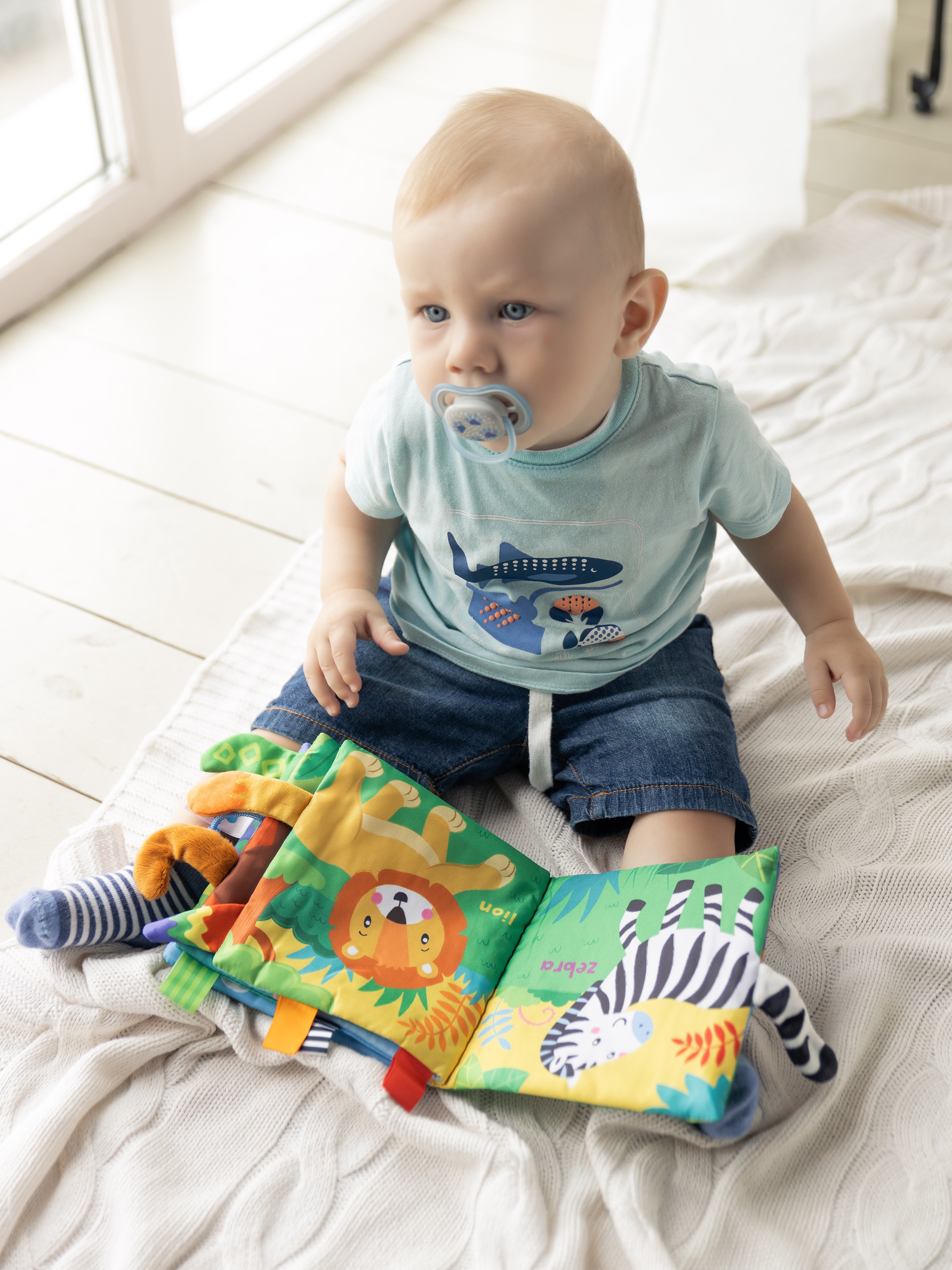 Мягкая книжка шуршалка FergoKids Сафари развивающие игрушки для новорожденных малышей девочек и мальчиков от 0 - фото 4