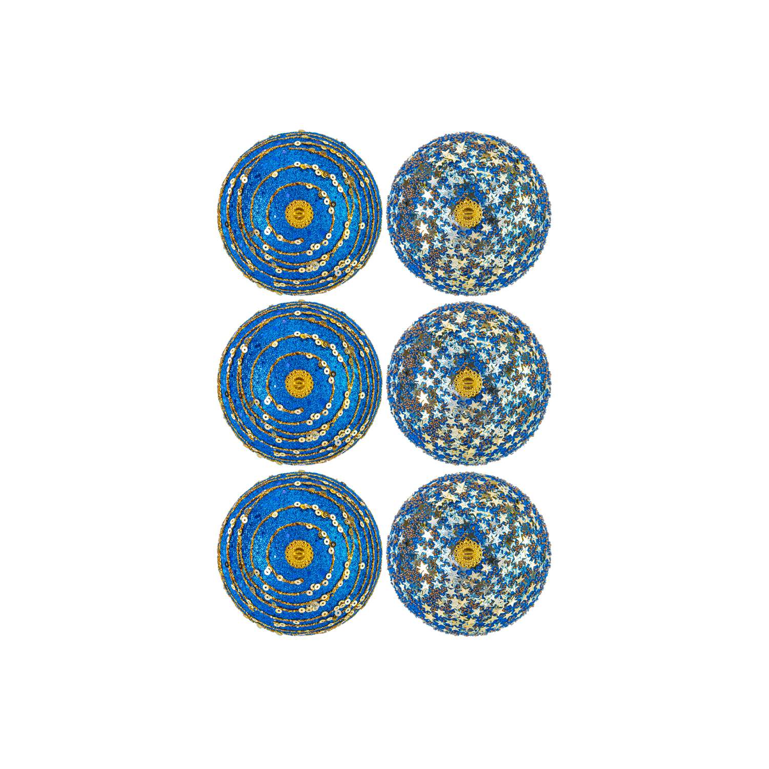 Набор Elan Gallery 6 новогодних шаров 8х8 см Золото на синем синий - фото 5