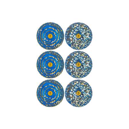 Набор Elan Gallery 6 новогодних шаров 8х8 см Золото на синем синий