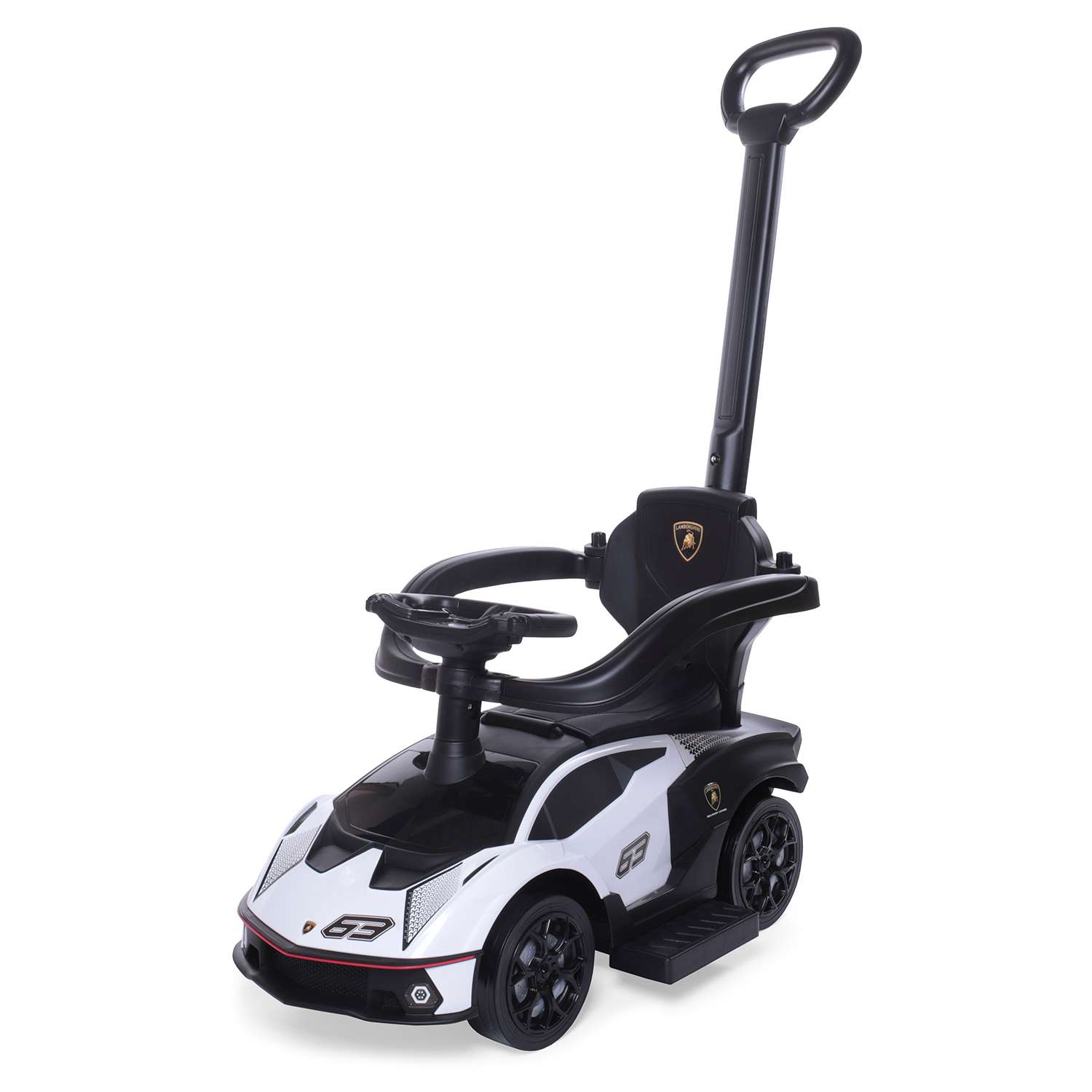 Каталка BabyCare Lamborghini с родительской ручкой белый - фото 1