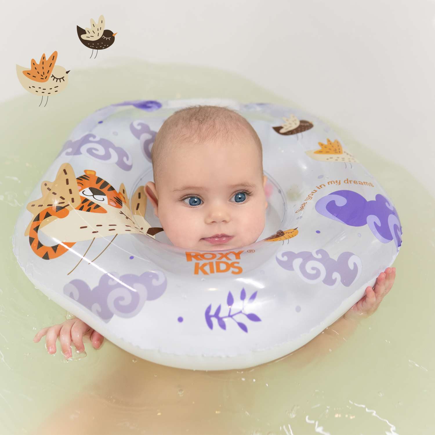 Круг для купания ROXY-KIDS надувной на шею для малышей Tiger Bird - фото 1