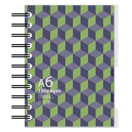 Бизнес-тетрадь Attache Selection Spring Book А6 150 листов клетка спираль синий зеленый 2 шт
