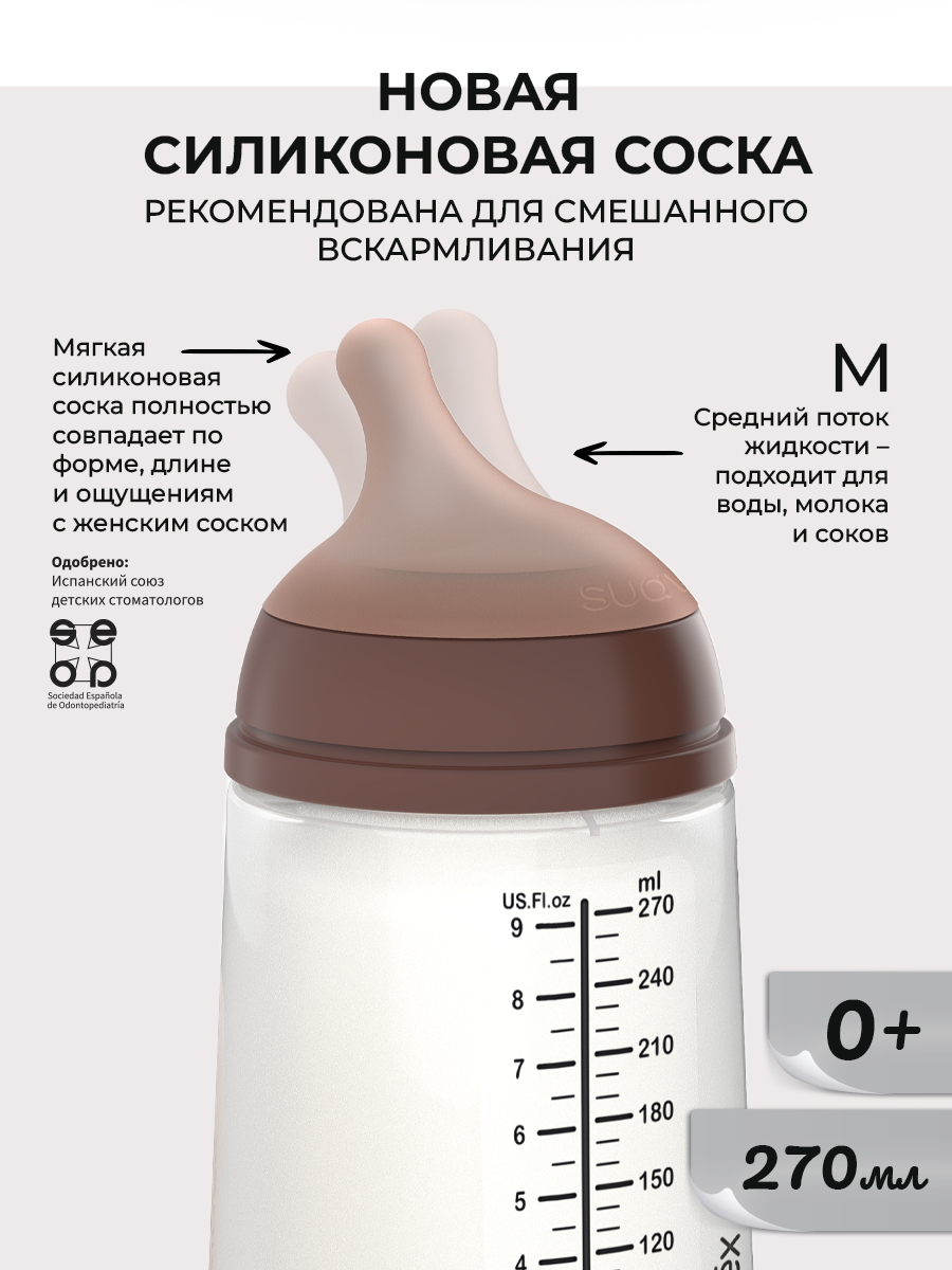 Бутылочка для кормления Suavinex ZeroZero средний поток - фото 3