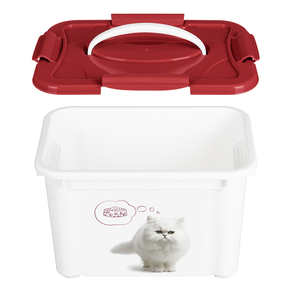 Контейнер для корма LUCKY PET с декором LUCKY PET 5.5 л кошки Бордовый - фото 4