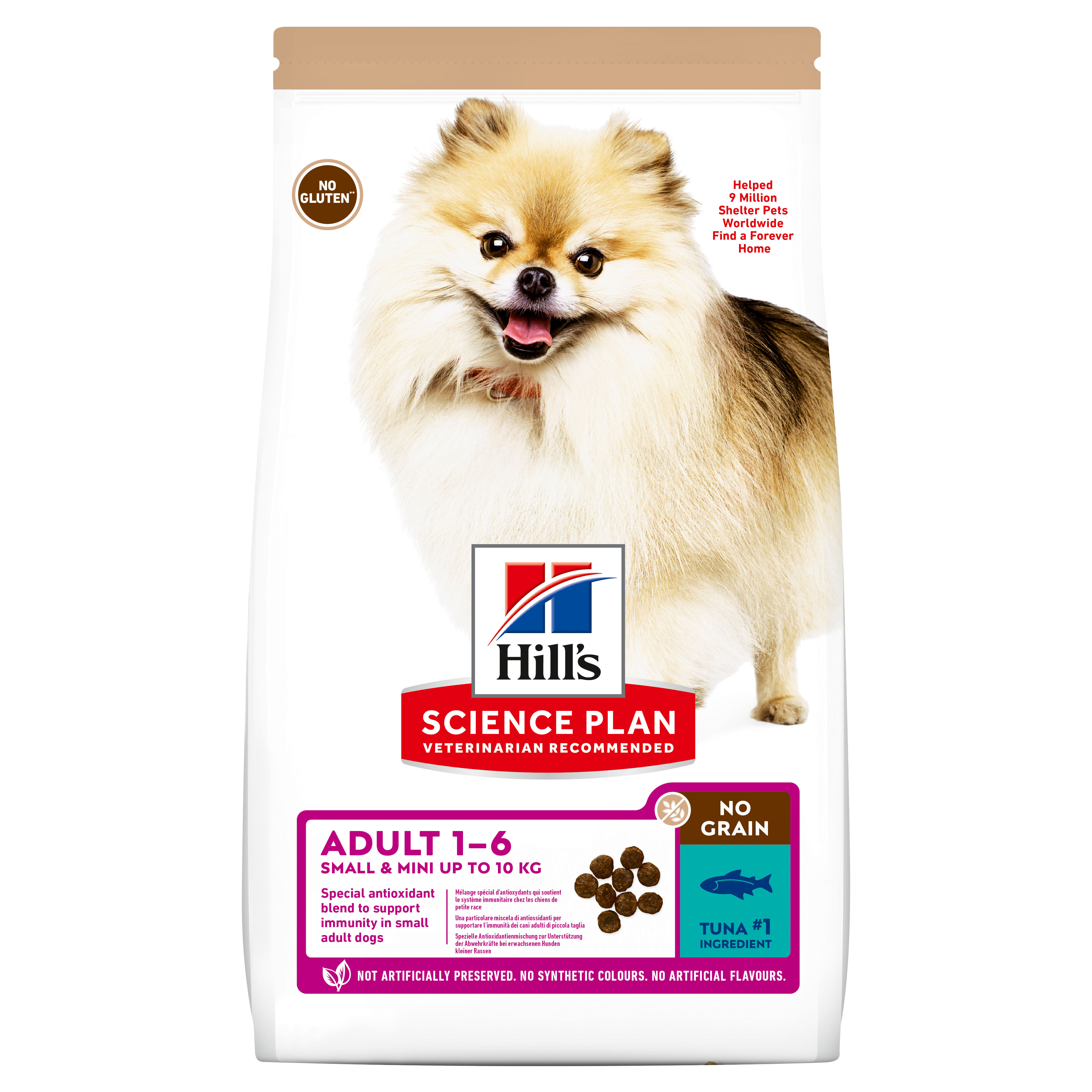 Корм для собак HILLS Science Plan No Grain мелких пород беззлаковый с тунцом 1.5кг - фото 1