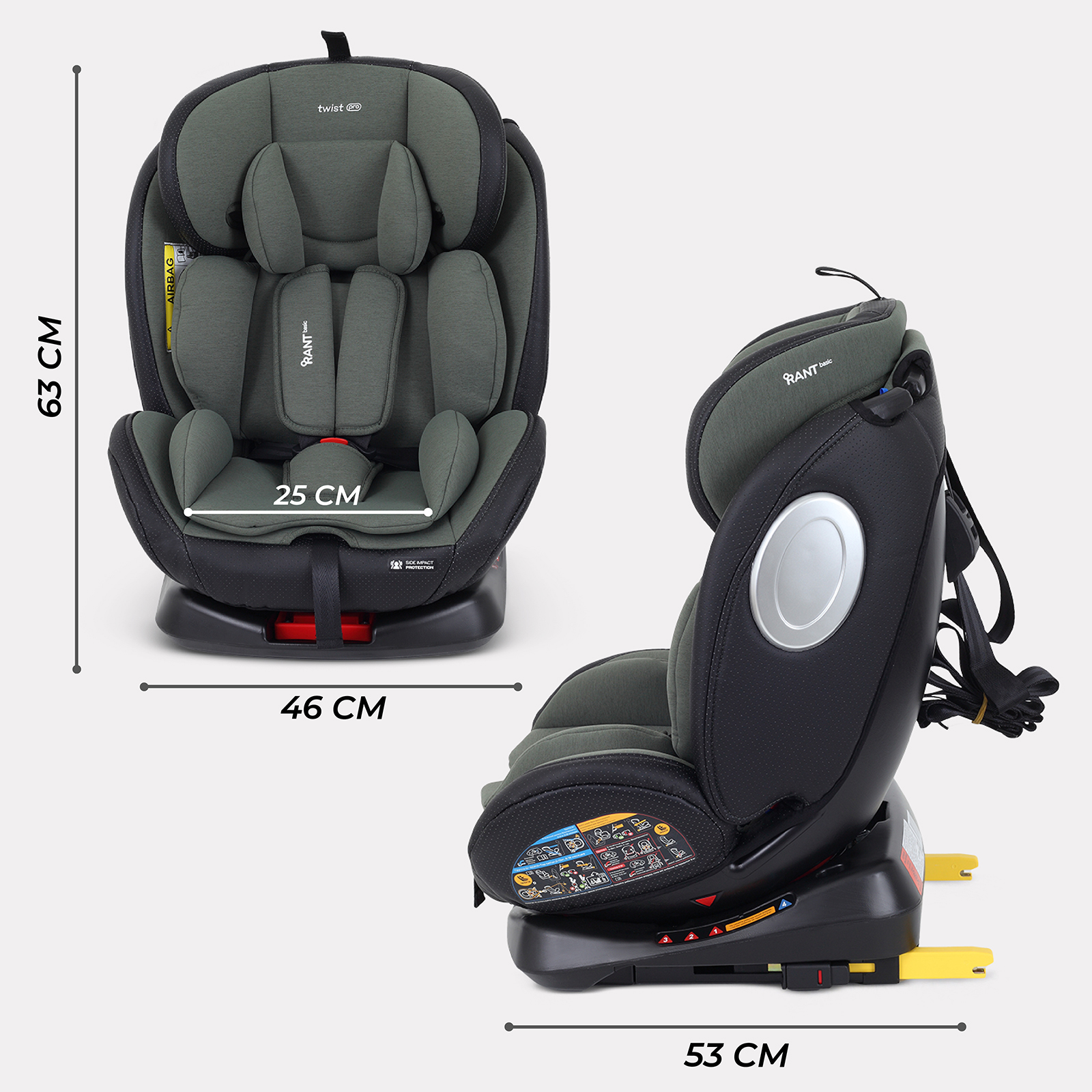 Автокресло Rant Basic Twist pro isofix Green группа 0+-1-2-3 0-36 кг - фото 8