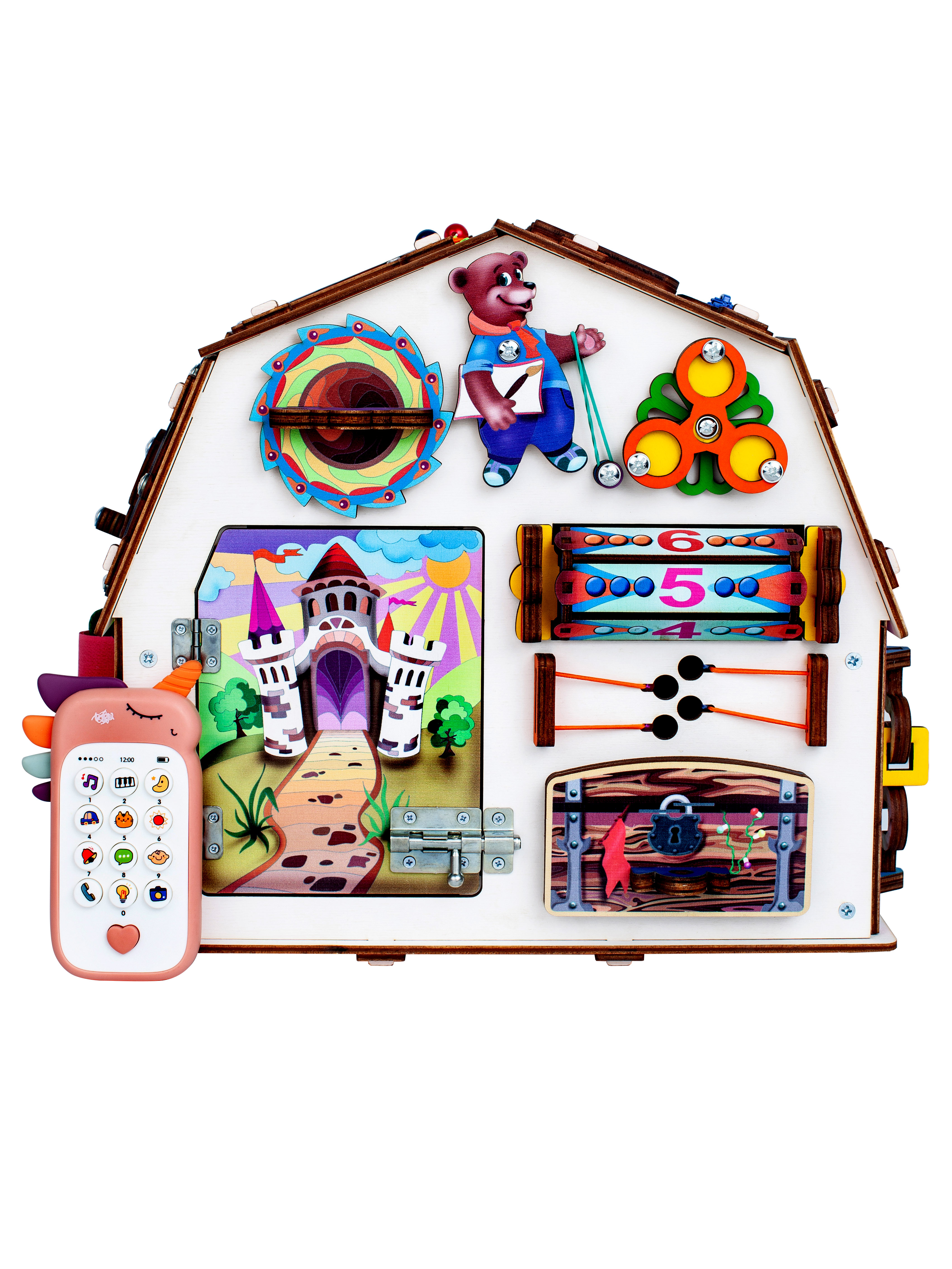 Бизиборд Jolly Kids Развивающий домик со светом Телефончик - фото 6