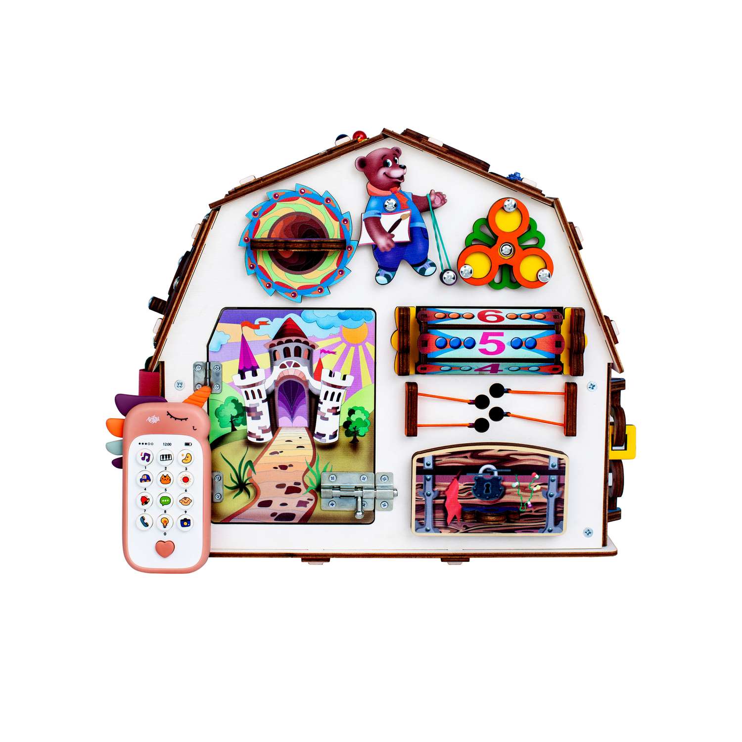 Бизиборд Jolly Kids Развивающий домик со светом Телефончик - фото 6