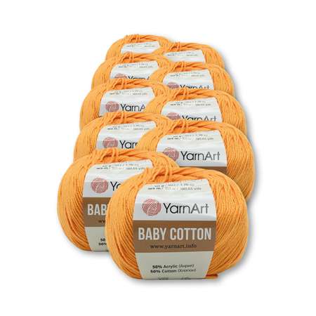 Пряжа для вязания YarnArt Baby Cotton 50гр 165 м хлопок акрил детская 10 мотков 425 темно-желтый