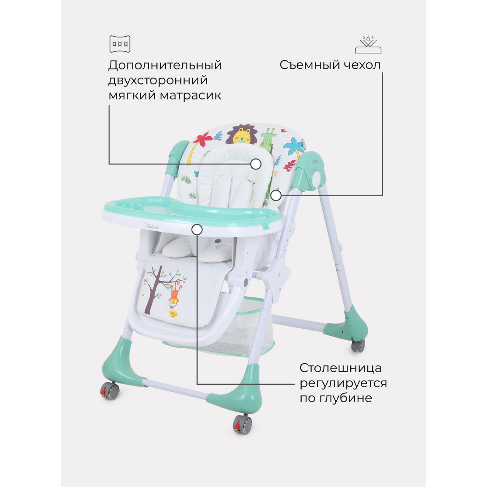 Стульчик для кормления Крошка Я Nature Аquamarine цвет морской волны - фото 3