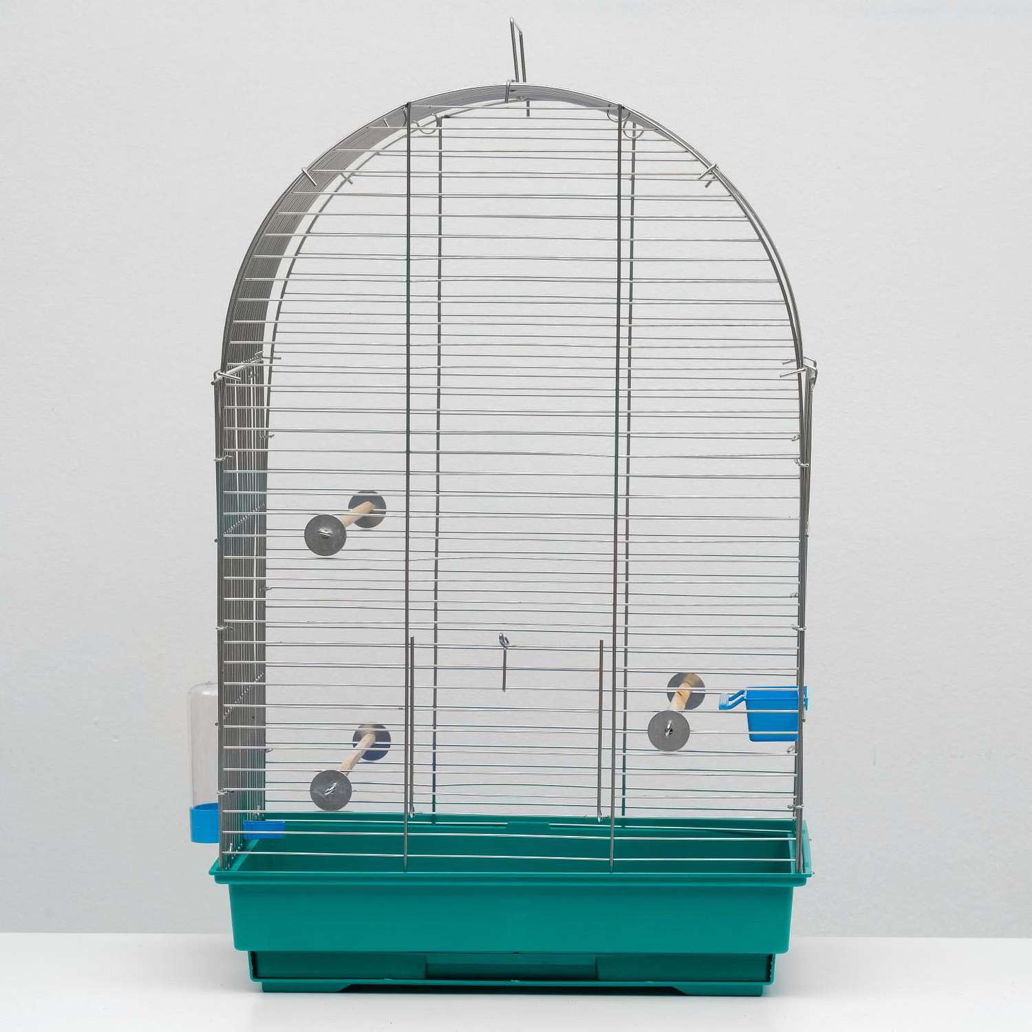 Клетка для птиц Пижон хром укомплектованная 41х30х65 см бирюзовая - фото 2