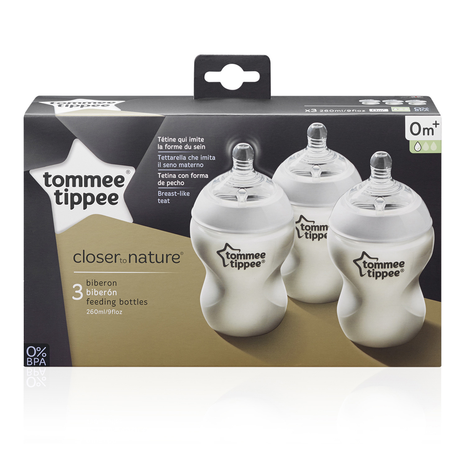 Бутылочки Tommee tippee с антиколиковым клапаном медленный поток 3 шт 260 мл - фото 2