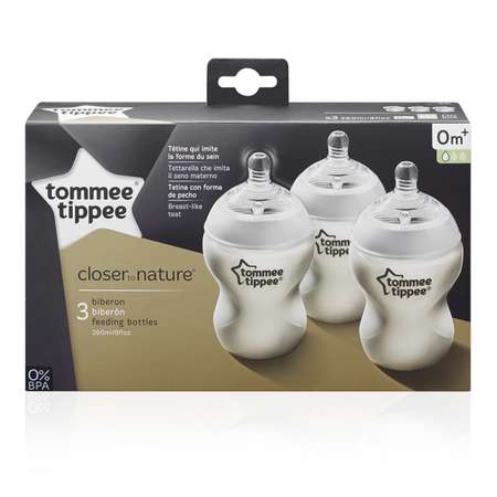 Бутылочки Tommee tippee с антиколиковым клапаном медленный поток 3 шт 260 мл