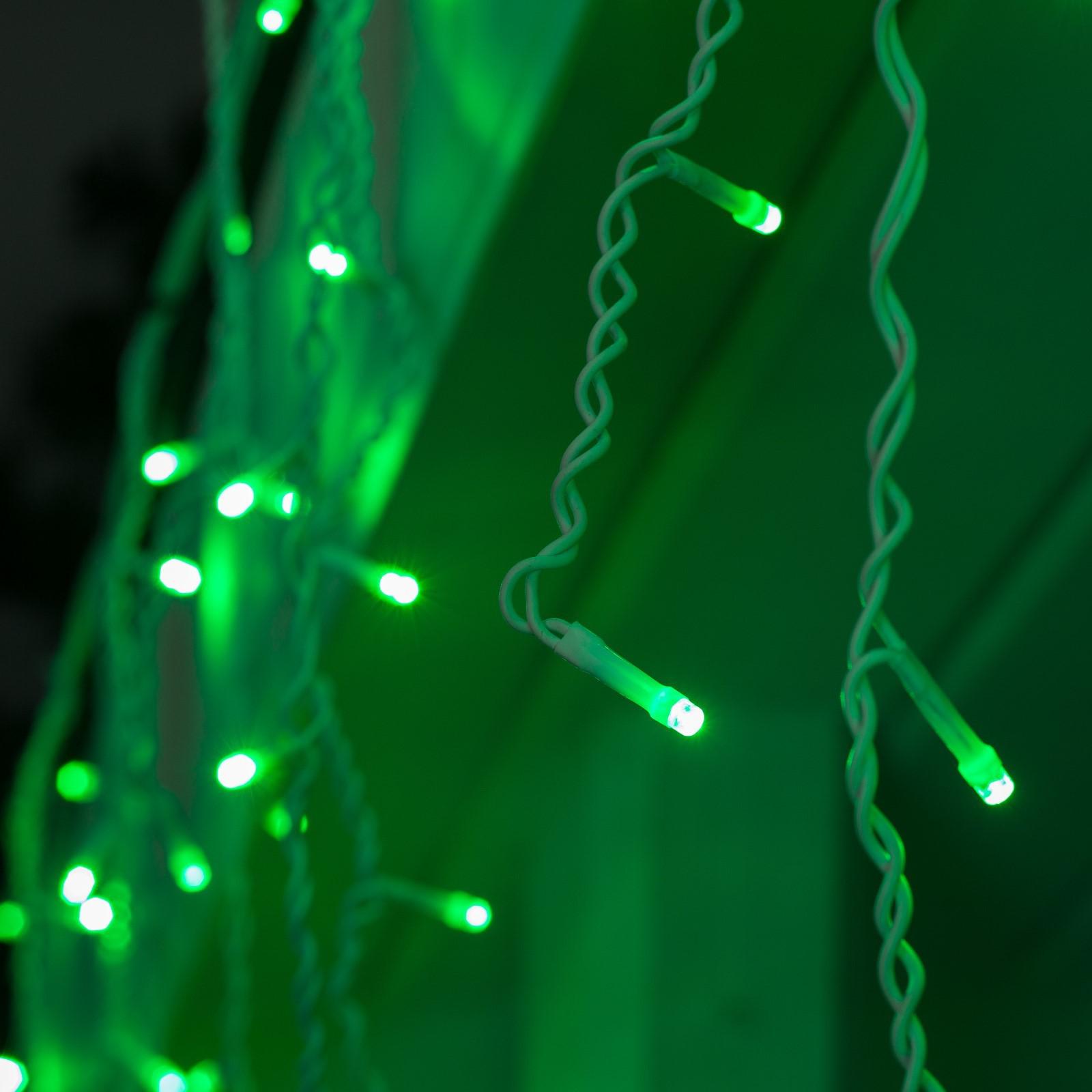 Гирлянда Luazon «Бахрома» IP44 УМС белая нить 160 LED свечение зелёное 220 В - фото 3