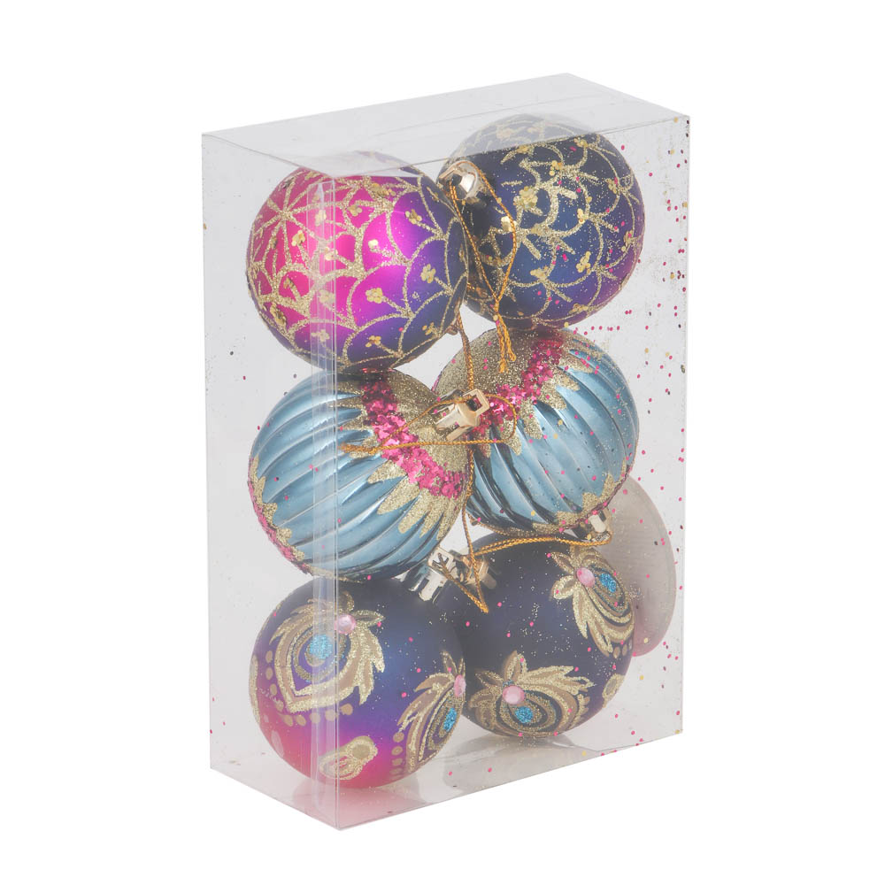 Набор ёлочных шаров Сноубум с деколем 6 шт 6 см коллекция Барокко - фото 3