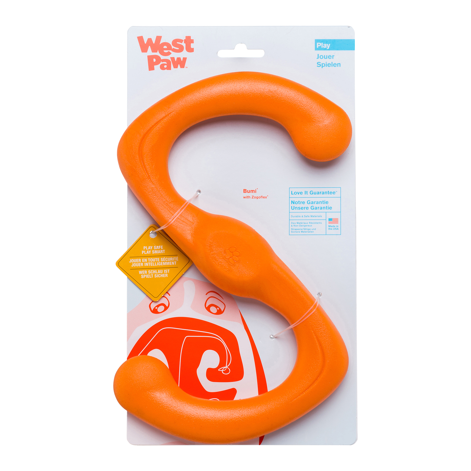 Игрушка для собак West Paw Zogoflex Bumi перетяжка L Оранжевая - фото 2