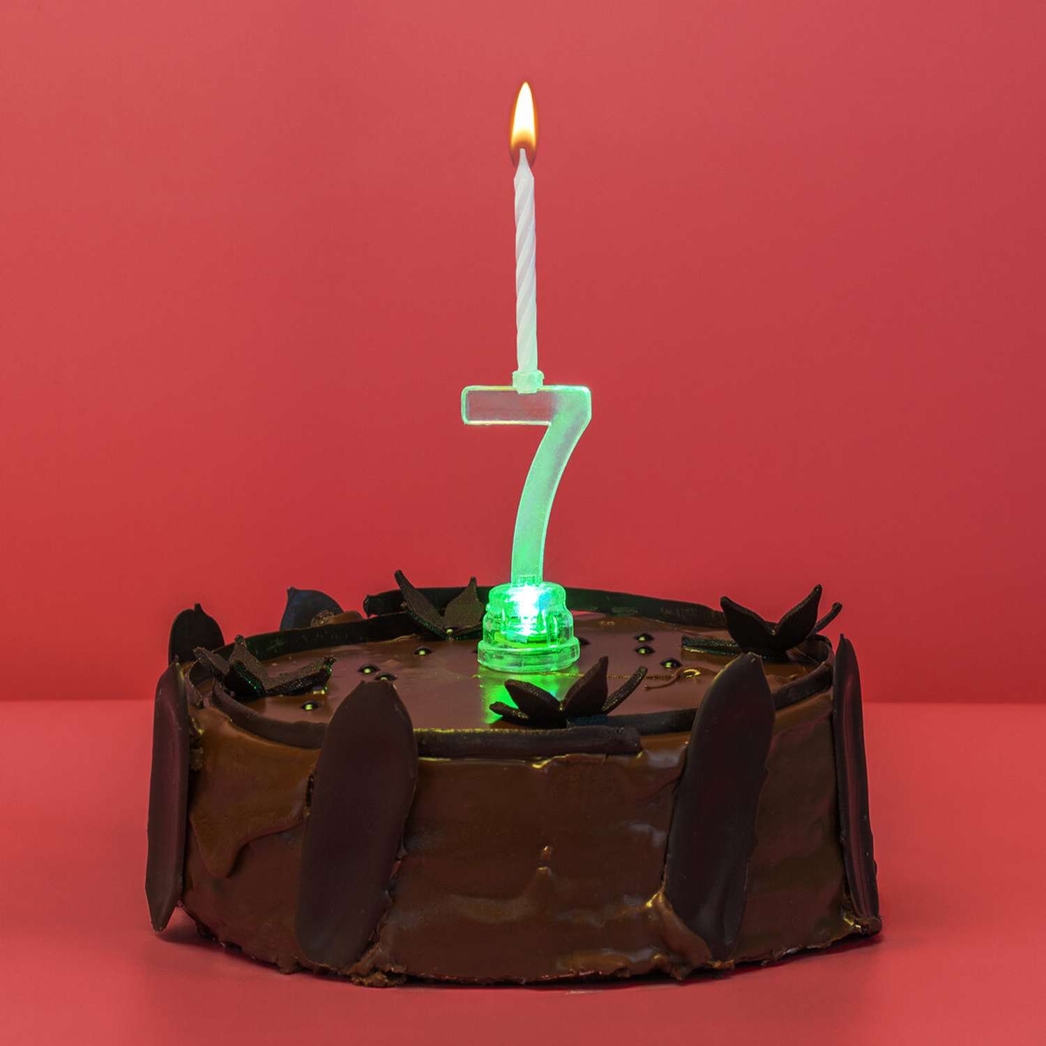 Подсвечник Золотая сказка на торт цифра 7 набор 4 свечи 6 см - фото 3