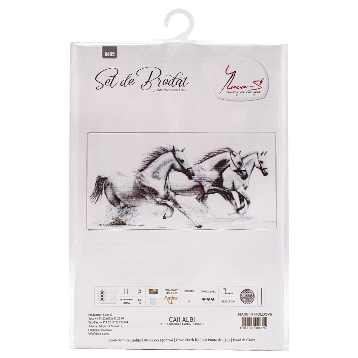 Набор для вышивания Luca-S крестом B495 Белые лошади 47х21.5см - фото 3