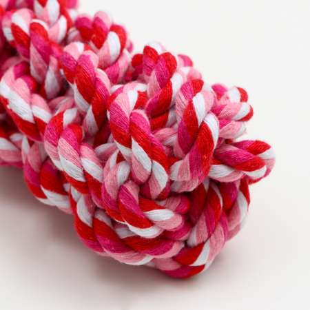 Игрушка Пижон канатная плетеная до 100 г до 20 см розовая/красная/белая
