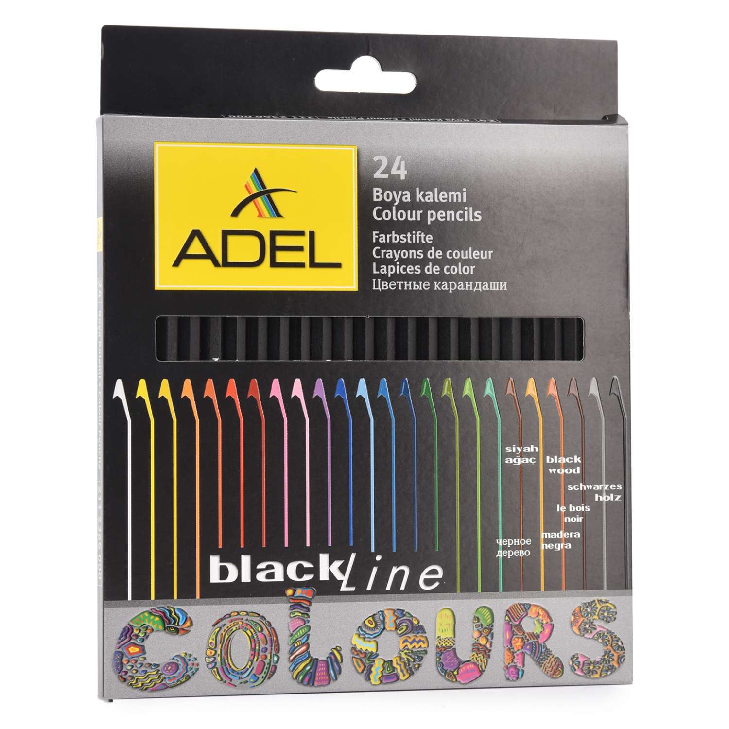 Карандаши цветные Adel Blackline-NB 3 мм черное дерево 24 цвета - фото 2