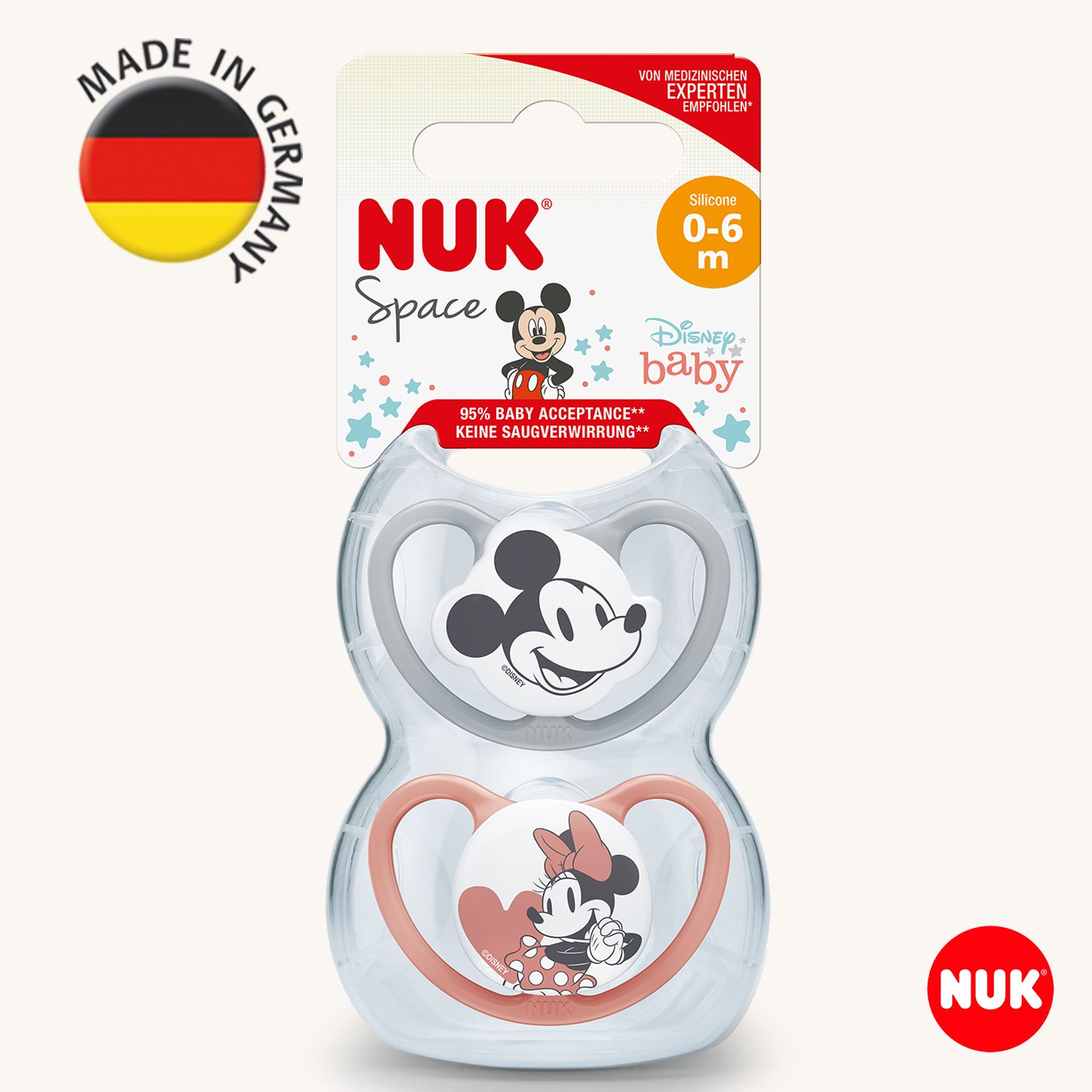 Соска пустышка ортодонтическая силикон Nuk NUK SPACE MICKEY - фото 1