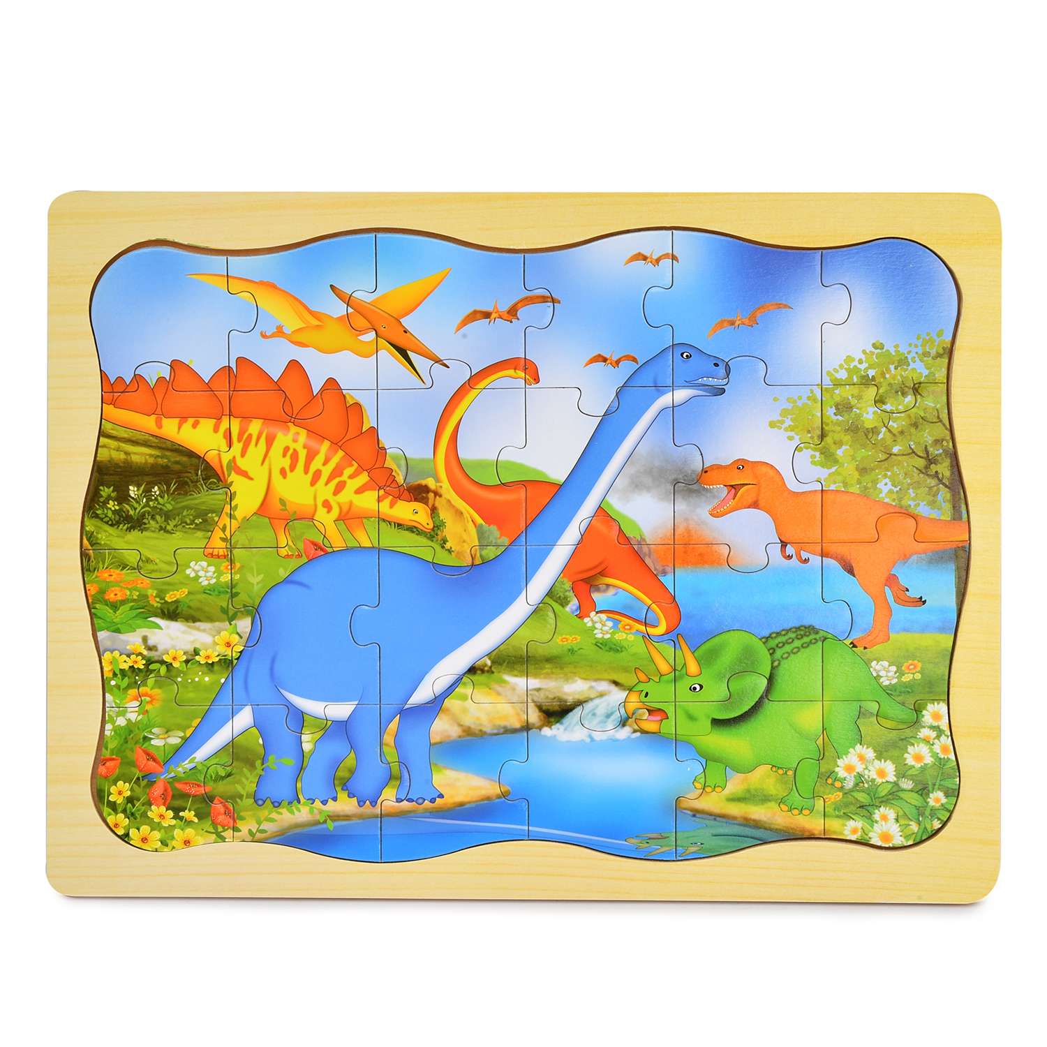 Пазл деревянный ABC Динозавры YJ2321702003 - фото 1