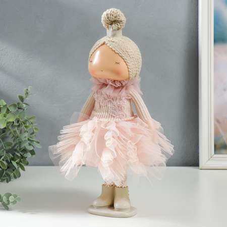 Кукла интерьерная Зимнее волшебство «Малышка-принцесса в розовом платье с медведем» 37 5х15х18 5 см