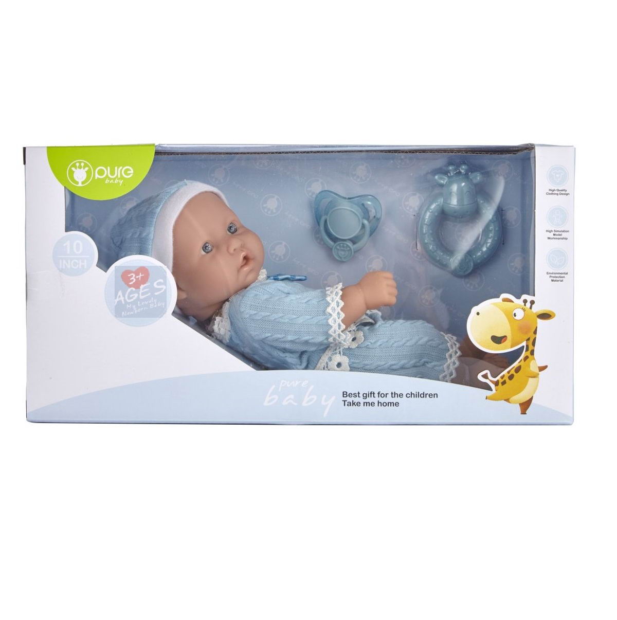 Кукла-пупс Junfa Pure Baby 25см в голубых кофточке шортиках шапочке с аксессуарами WJ-B9963 - фото 3