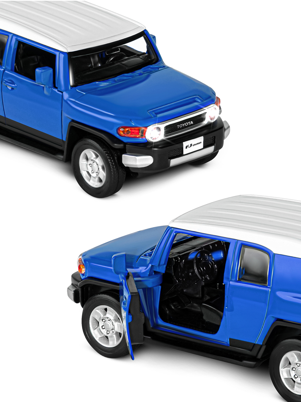 Машинка металлическая АВТОпанорама 1:32 Toyota FJ Cruiser синий инерционная JB1251138 - фото 8