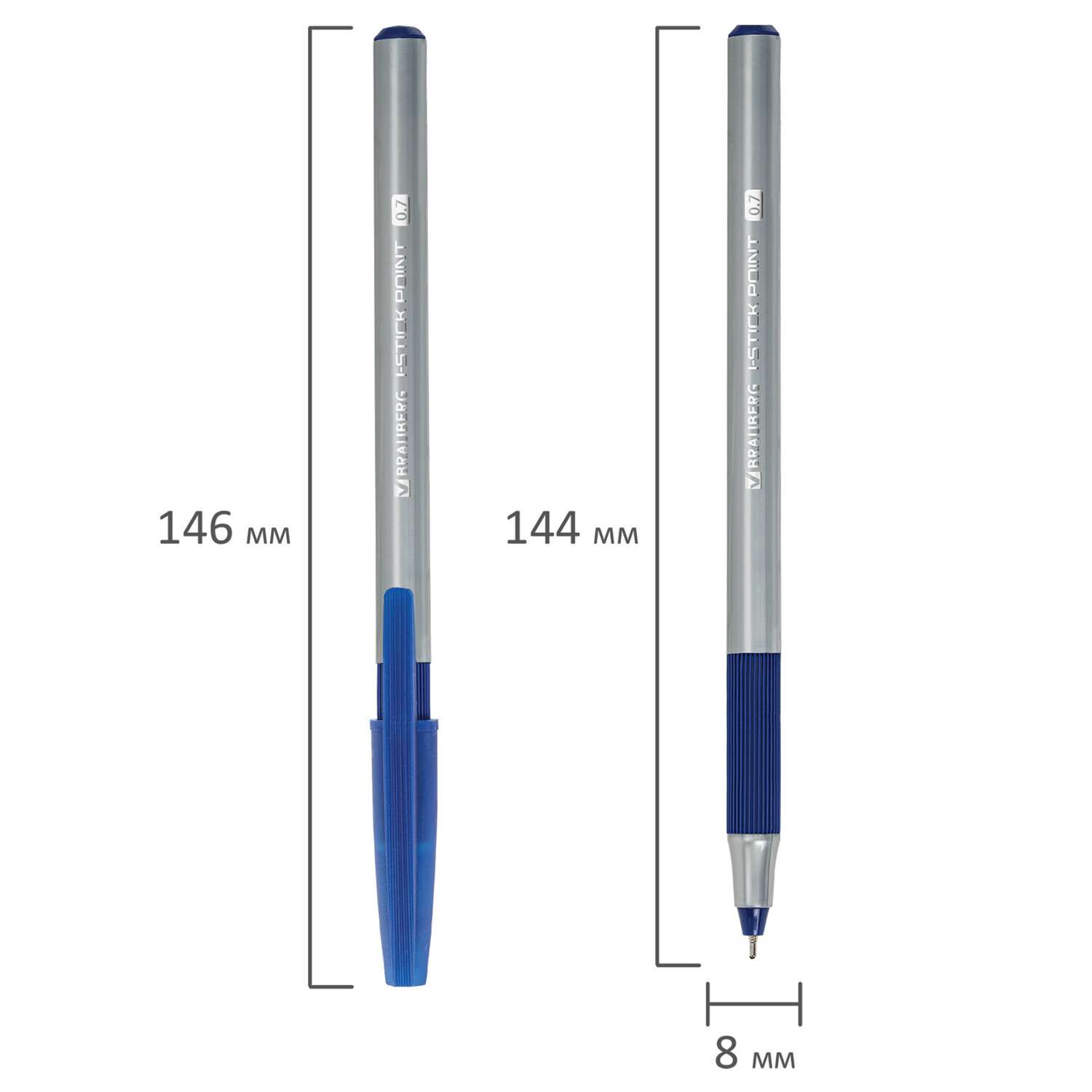 Ручки Brauberg шариковые синие набор 8 шт тонкие для школы - фото 9