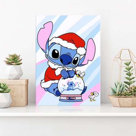 Картина по номерам Hobby Paint на картоне 15х21 Стич и рождественский шар