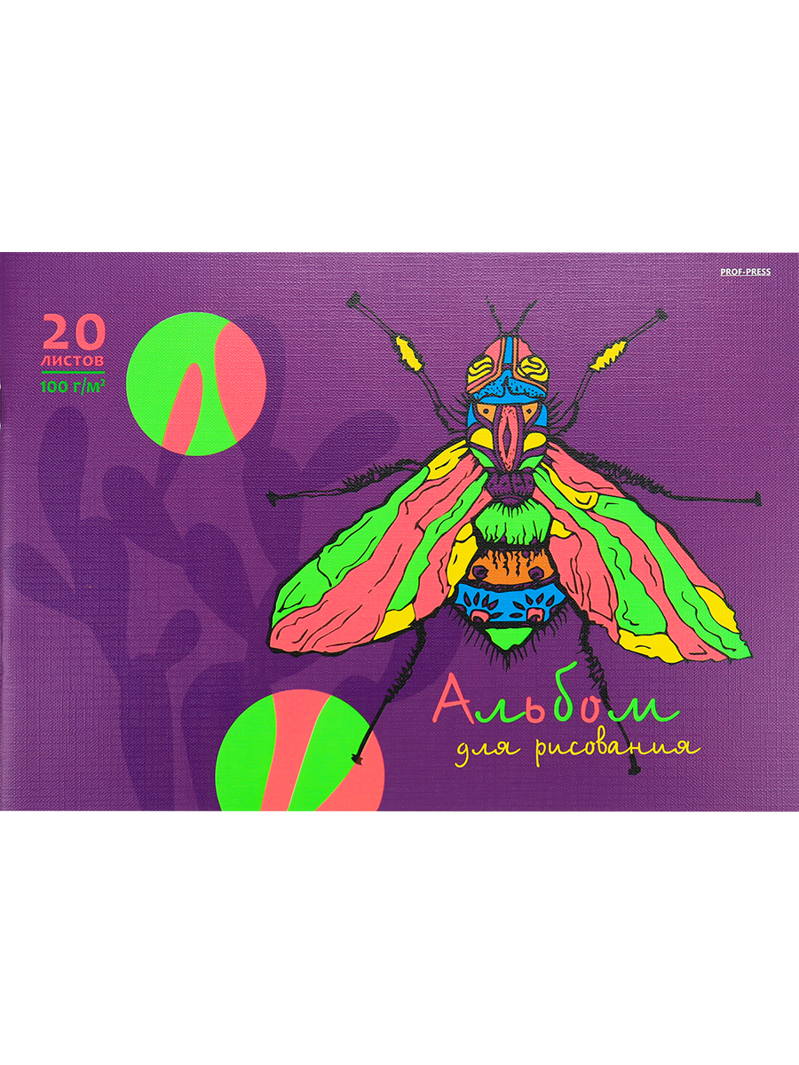 Альбом для рисования 2 штуки Prof-Press Разноцветное насекомое А4 20 листов - фото 3
